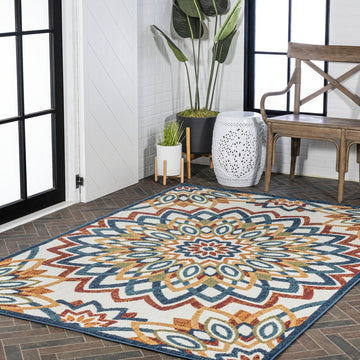 Flora Abstract Bold Mandala High-low Indoor/outdoor Area Rug